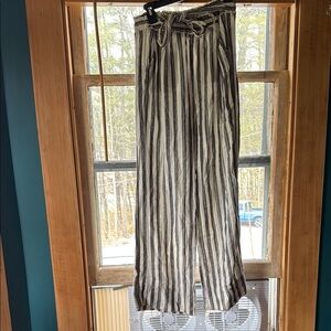 Striped Black and White Wide-Leg Pants